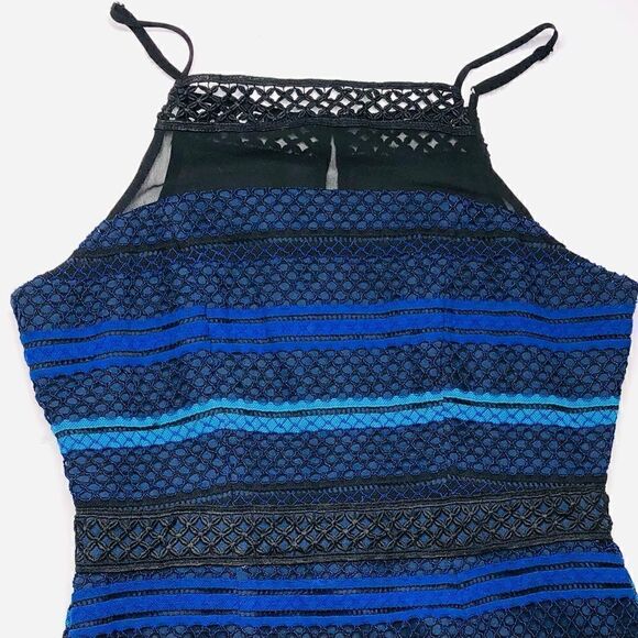 Adelyn Rae Blue & Black Illusion Lace Crochet Dress | Size M | NWT - Picture 6 of 14